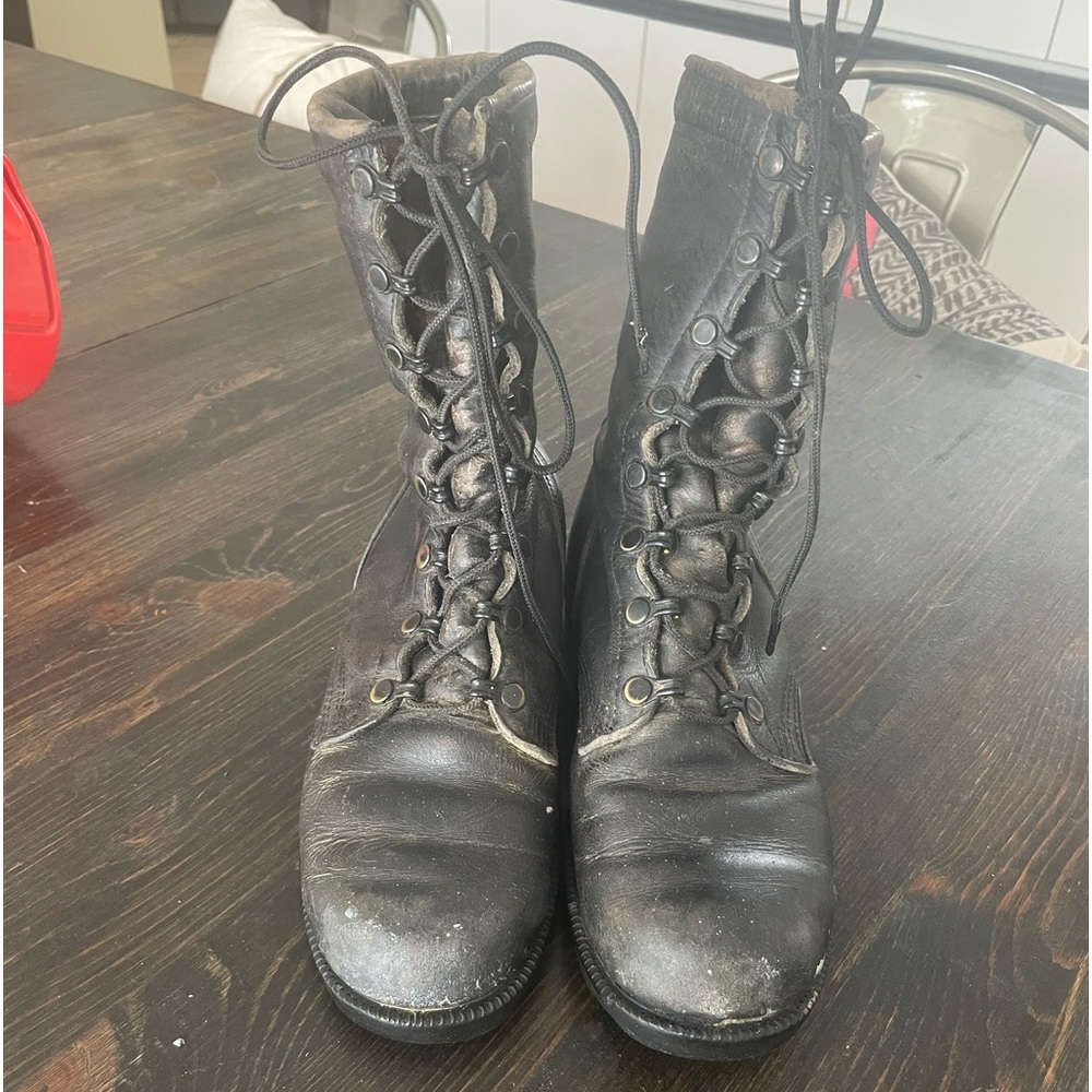Vintage Leather Military Combat Boots